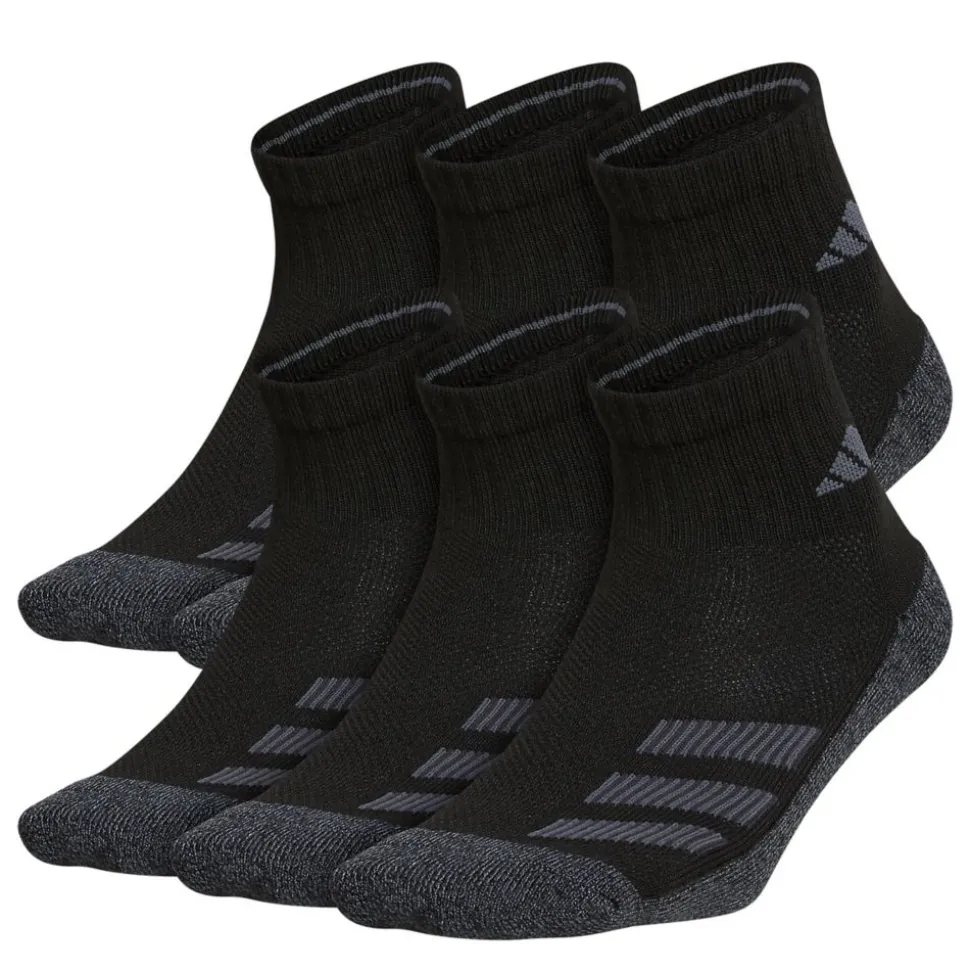 Adidas Boys Cushioned Angle Stripe Quarter Socks 6 Pairs