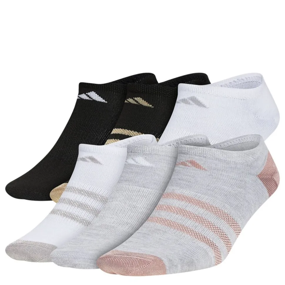 Adidas Girls Medium Superlite No Show Socks 6 Pairs