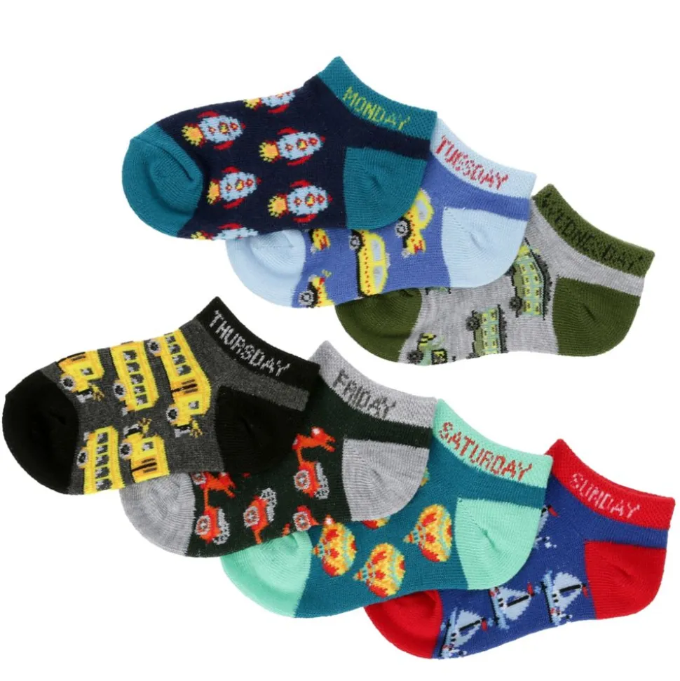 Game Sport Boys Days Of The Week No Show Socks 7 Pairs