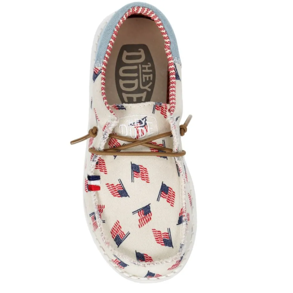 Heydude Boys Wally Youth Patriotic Slip On Sneaker