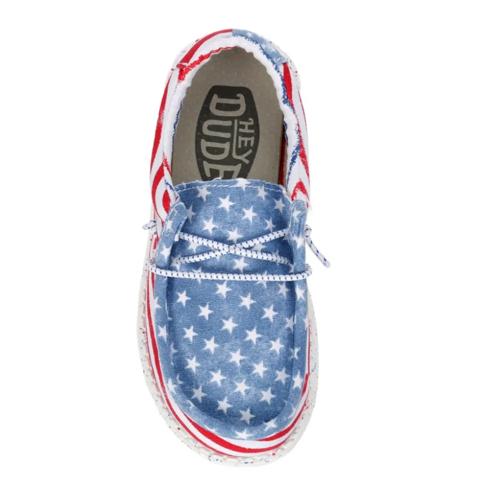 Heydude Boys Wally Youth Patriotic Slip On Sneaker