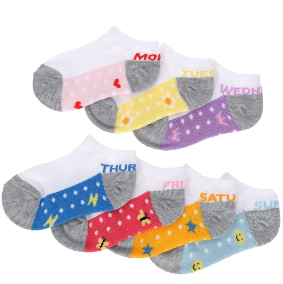 Ladeda Girls Days Of The Week Polka Dot No Show Socks 7 Pairs