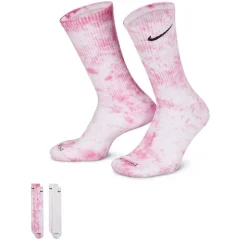 Nike Boys Tie Dye Pinks Crew Socks 2 Pairs