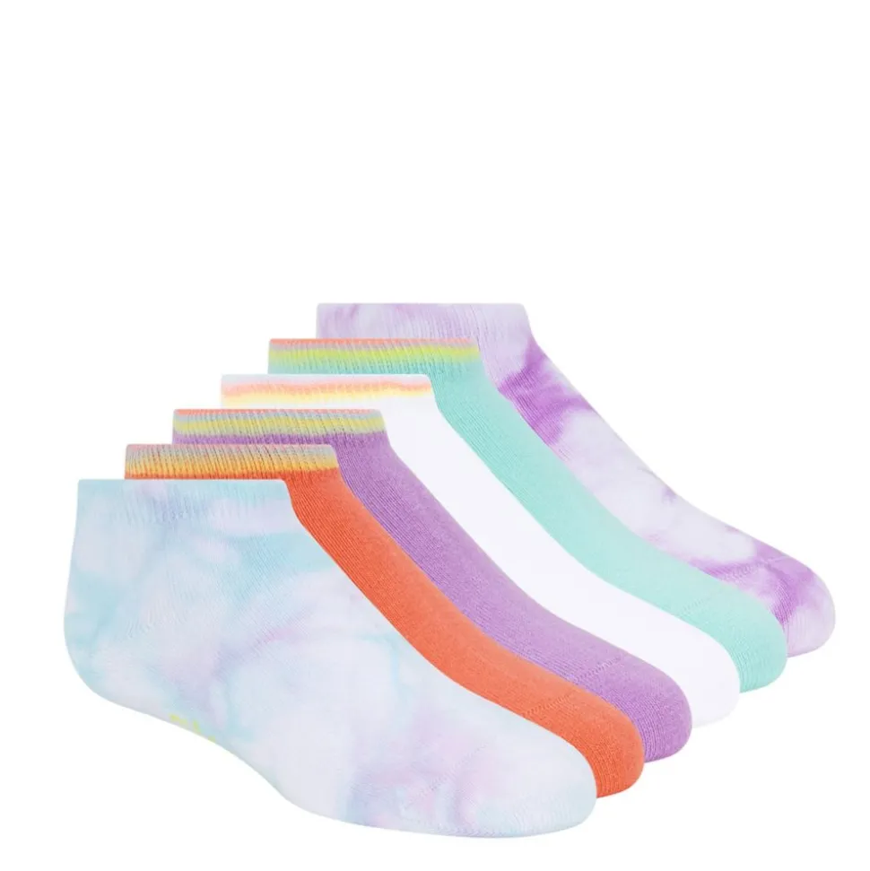 Skechers Girls Low Cut Tie Dye Socks 6 Pairs
