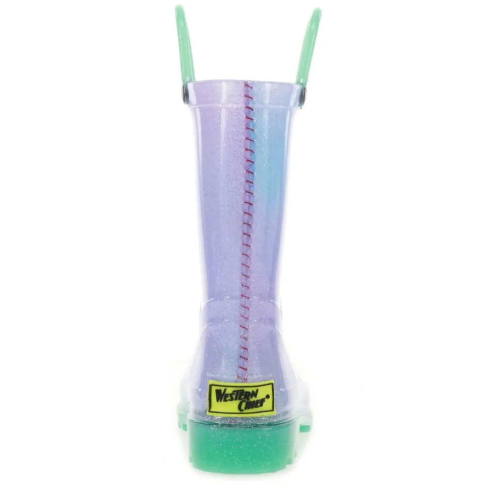 Western Chief Girls Glitter Ombre Lighted Rain Boot