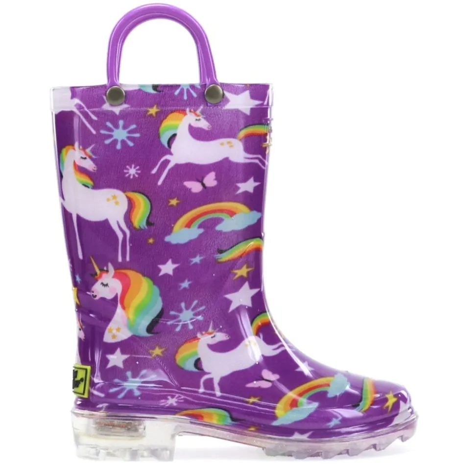 Western Chief Girls Toddler Rainbow Unicorn Lighted Rain Boot