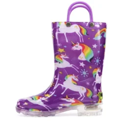 Western Chief Girls Toddler Rainbow Unicorn Lighted Rain Boot