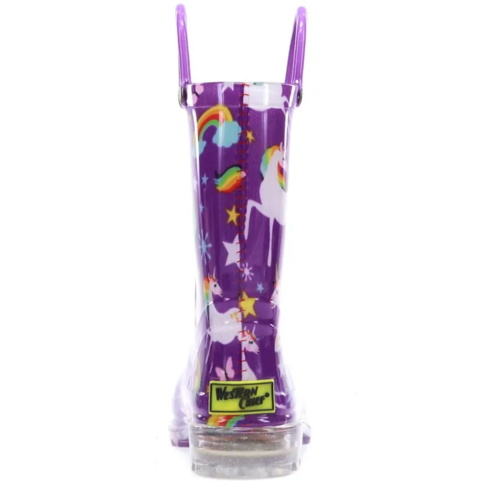 Western Chief Girls Toddler Rainbow Unicorn Lighted Rain Boot
